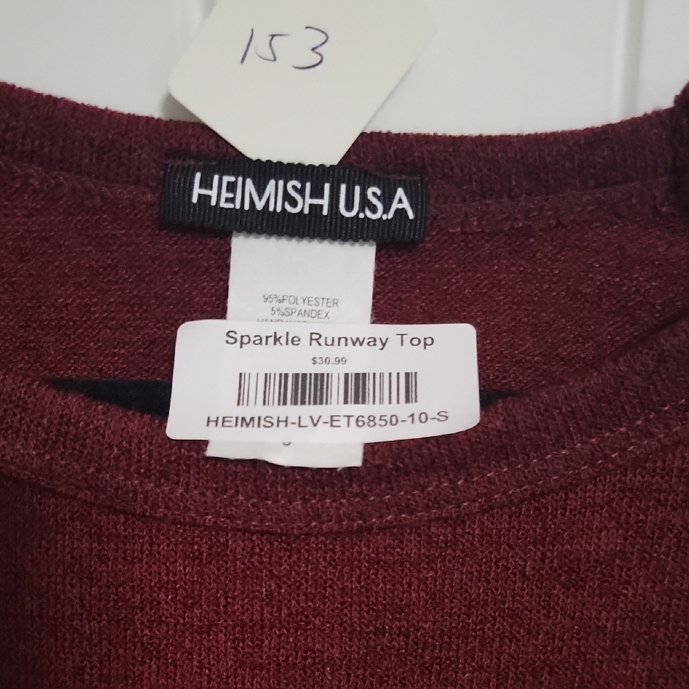 HEIMISH USA Red and Silver Sequin Long Sleeve Sweatshirt - Picture 2 of 5